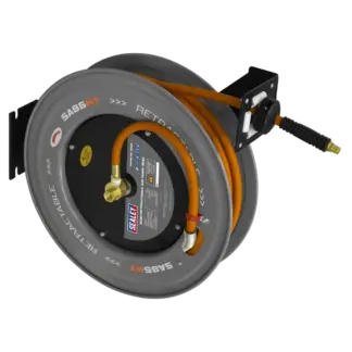 20m Retractable High-Visibility Hybrid Air Hose with Steel Reel 10mm ID [SA85HY]