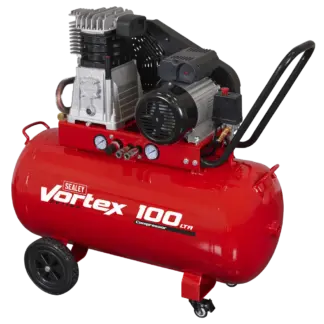 100L Belt Drive Air Compressor with Cast Cylinders & Wheels 3.5hp [SAC1103B]