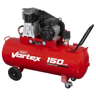 150L Belt Drive Air Compressor with Cast Cylinders & Wheels 3.5hp [SAC1153B]