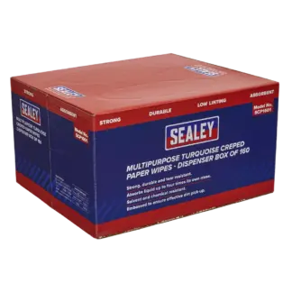 Multipurpose Creped Turquoise Paper Wipes 69gsm - Dispenser Box of 160 Sheets [SCP1601]