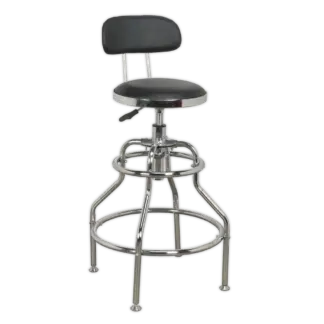 Pneumatic Workshop Stool with Adjustable Height Swivel Seat & Back Rest [SCR14]
