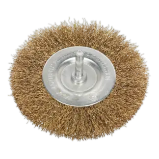 100mm Crimped Flat Wire Brush with 6mm Shaft [SFB100]