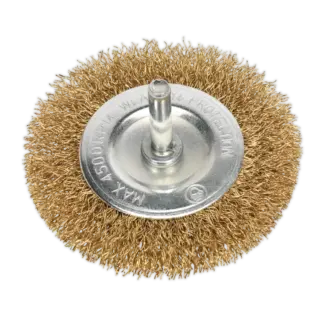 75mm Crimped Flat Wire Brush with 6mm Shaft [SFB75]