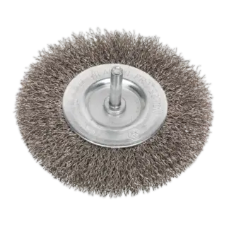 100mm Crimped Flat Wire Brush with 6mm Shaft [SFBS100]