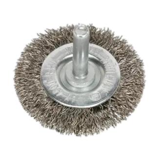 50mm Crimped Flat Wire Brush with 6mm Shaft [SFBS50]