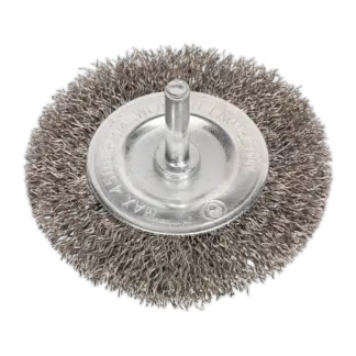 75mm Crimped Flat Wire Brush with 6mm Shaft [SFBS75]