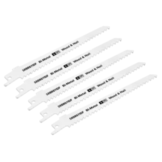 Reciprocating Saw Blade for Wood & Nail 150mm 6tpi - Pack of 5 [SRBR611DF]