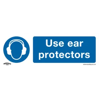Worksafe® Use Ear Protectors Safety Sign - Self-Adhesive Vinyl [SS10V1]