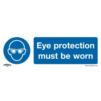 Worksafe® Eye Protection Must Be Worn Safety Sign, Self-Adhesive Vinyl - Pack of 10 [SS11V10]