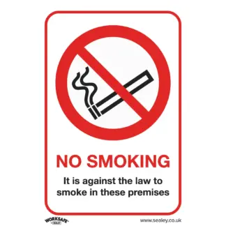 Worksafe® No Smoking On Premises Safety Sign - Rigid Plastic [SS12P1]