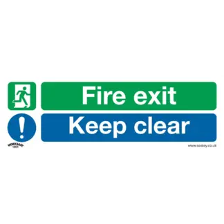 Worksafe® Fire Exit Keep Clear Safety Sign - Self-Adhesive Vinyl [SS18V1]