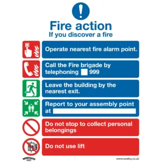 Worksafe® Fire Action With Lift Safety Sign, Rigid Plastic - Pack of 10 [SS19P10]