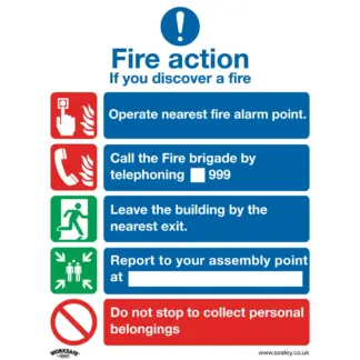 Worksafe® Fire Action Without Lift Safety Sign - Rigid Plastic [SS20P1]