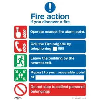 Worksafe® Fire Action Without Lift Safety Sign - Self-Adhesive Vinyl [SS20V1]