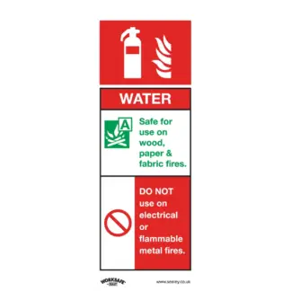 Worksafe® Water Fire Extinguisher Safety Sign, Rigid Plastic - Pack of 10 [SS27P10]