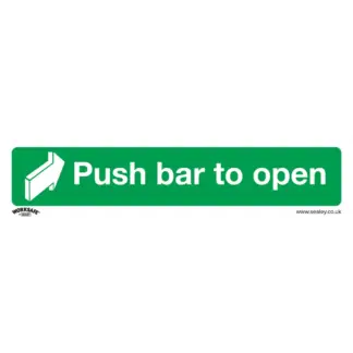 Worksafe® Push Bar To Open Safety Sign, Self-Adhesive Vinyl - Pack of 10 [SS29V10]