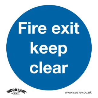 Worksafe® Fire Exit Keep Clear Safety Sign, Self-Adhesive Vinyl - Pack of 10 [SS2V10]