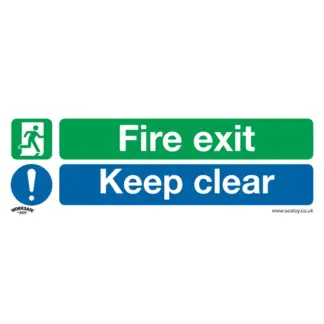 Worksafe® Fire Exit Keep Clear (Large) Safety Sign, Rigid Plastic - Pack of 10 [SS32P10]