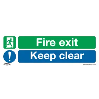Worksafe® Fire Exit Keep Clear (Large) Safety Sign - Self-Adhesive Vinyl [SS32V1]