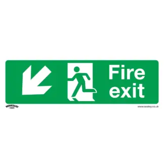Worksafe® Fire Exit (Down Left) Safety Sign - Self-Adhesive Vinyl [SS34V1]