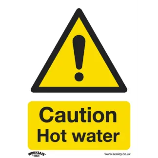 Worksafe® Caution Hot Water Safety Sign - Self-Adhesive Vinyl [SS38V1]