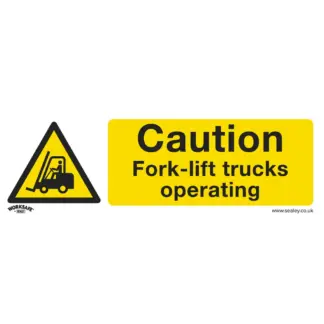 Worksafe® Caution Fork-Lift Trucks Safety Sign, Rigid Plastic - Pack of 10 [SS44P10]