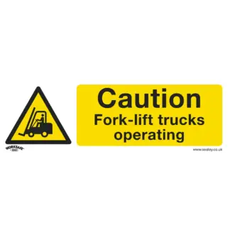 Worksafe® Caution Fork-Lift Trucks Safety Sign - Self-Adhesive Vinyl [SS44V1]