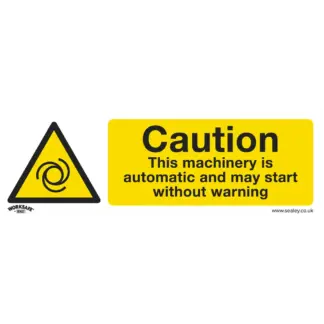 Worksafe® Caution Automatic Machinery Safety Sign, Rigid Plastic - Pack of 10 [SS47P10]