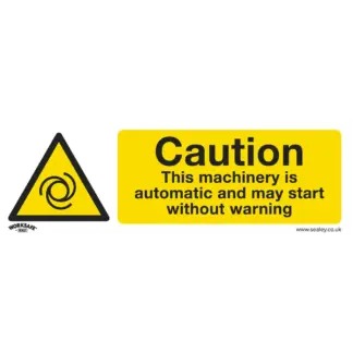Worksafe® Caution Automatic Machinery Safety Sign - Rigid Plastic [SS47P1]
