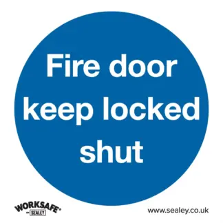 Worksafe® Fire Door Keep Locked Shut Safety Sign, Self-Adhesive Vinyl - Pack of 10 [SS4V10]