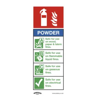 Worksafe® Powder Fire Extinguisher Safety Sign - Self-Adhesive Vinyl [SS52V1]