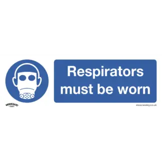 Worksafe® Respirators Must Be Worn Safety Sign, Rigid Plastic - Pack of 10 [SS56P10]