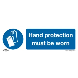 Worksafe® Hand Protection Must Be Worn Safety Sign, Rigid Plastic - Pack of 10 [SS6P10]