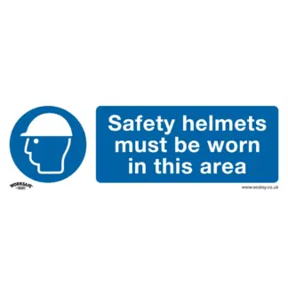 Worksafe® Safety Helmets Must Be Worn In This Area Safety Sign - Self-Adhesive Vinyl [SS8V1]