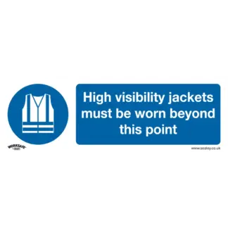 Worksafe® High Visibility Jackets Must Be Worn Beyond This Point Safety Sign - Self-Adhesive Vinyl [SS9V1]
