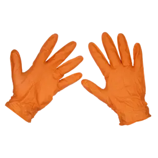 Diamond Grip Extra-Thick Nitrile Powder-Free Gloves, Orange, Large - Pack of 50 [SSP56L]