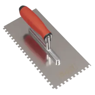 Stainless Steel 6mm Notched Trowel with Rubber Handle 270mm [T7806]