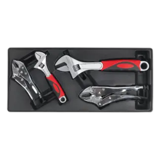 Premier Locking Pliers & Adjustable Wrench Set with Tool Tray 4pc [TBT04]