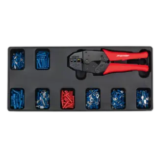 Premier Ratchet Crimper & Assorted Insulated Terminal Set with Tool Tray 325pc [TBT16]