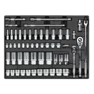 Premier Socket Set with Tool Tray 3/8" & 1/2"Sq Drive 55pc [TBT31]