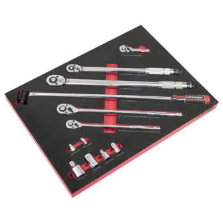 Premier Ratchet, Torque Wrench, Breaker Bar & Socket Adaptor Set with Tool Tray 3/8"Sq & 1/2"Sq Drive 12pc [TBT45]
