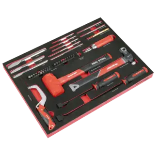 Premier Striking, Pry Bar, Hacksaw & Impact Screwdriver Set with Tool Tray 39pc [TBT66]