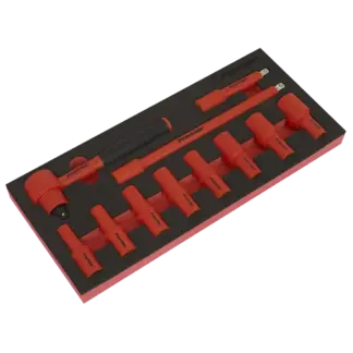 Premier Insulated Socket Set with Tool Tray 3/8"Sq Drive 11pc - VDE Approved [TBTE01]