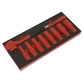 Premier Insulated Socket Set with Tool Tray 1/2"Sq Drive 10pc - VDE Approved [TBTE11]