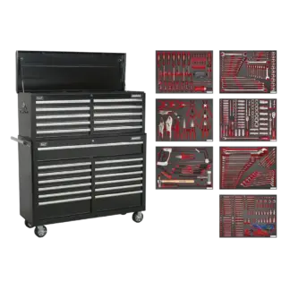 Superline PRO® Tool Chest Combination 23 Drawer with 446pc Tool Kit - Black [TBTPBCOMBO4]