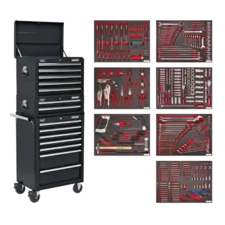 Superline PRO® Tool Chest Combination 14 Drawer with 446pc Tool Kit - Black [TBTPCOMBO2]