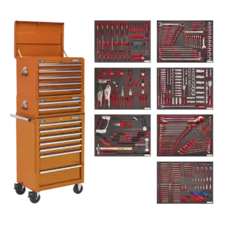Superline PRO® Tool Chest Combination 14 Drawer with 446pc Tool Kit - Orange [TBTPCOMBO4]