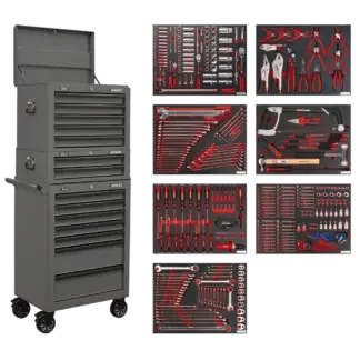 Superline PRO® Tool Chest Combination 14 Drawer with 446pc Tool Kit - Grey [TBTPCOMBO6]