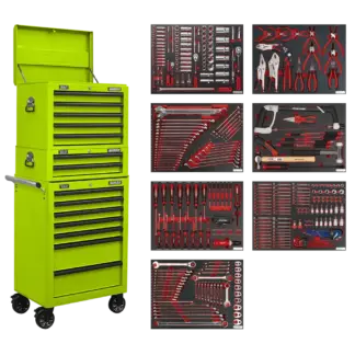Superline PRO® Tool Chest Combination 14 Drawer with 446pc Tool Kit - Green [TBTPCOMBO7]