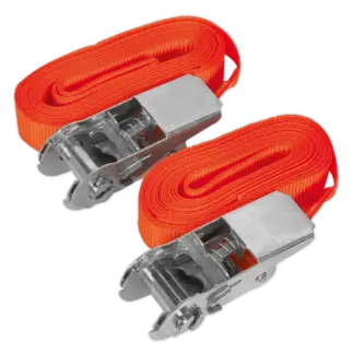 Self-Securing Ratchet Straps 25mm x 4.5m 500kg Breaking Strength - Pair [TD05045E]